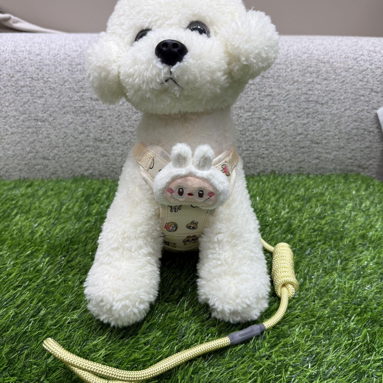 

Узорный поводок для домашней собаки и плечевой ремень можно регулировать для выгула на улице маленьких и средних собак. M (dogs within 4.5-9 kg) грязно-белый