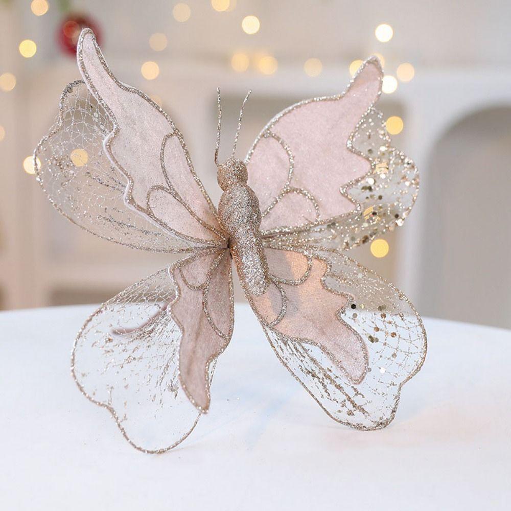 Glittered 3D Butterfly Decoration 20cm Simulated Butterfly Ornament New Year
