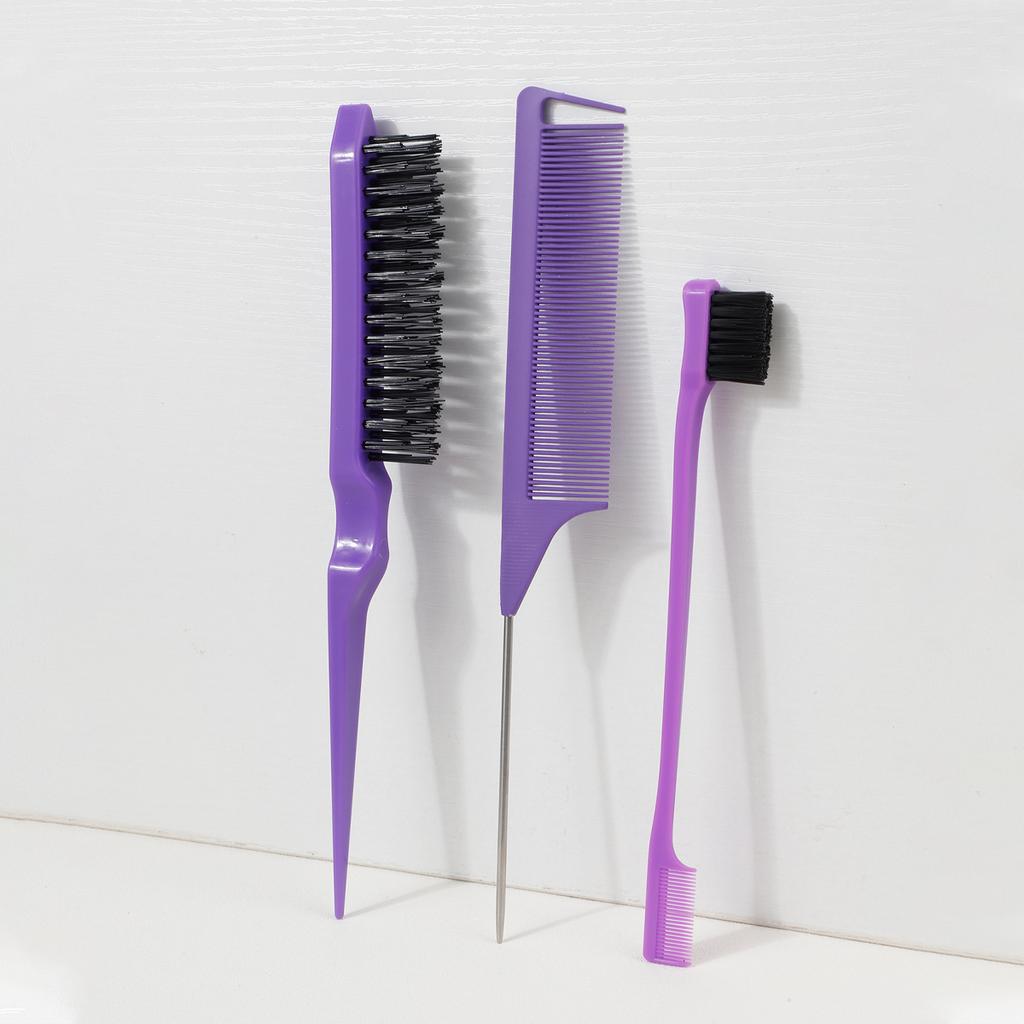 Hair Brush Set - 3 Pcs, Slick Back, Rat Tail, Teasing Comb for Kids and Baby Hair Smoothing