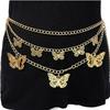 Temperament metal hollow butterfly pendant waist chain female, versatile multi-layer aluminum chain body chain