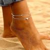 Single-piece Silver Double-layered Heart Anklet. A Unique and Simple Beach Accessory, Suitable for Seaside Vacations and Leisure