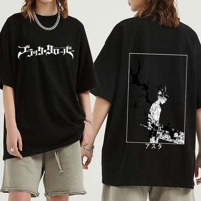 Black Clover T-shirt Harajuku Hot Anime Asta Yuno GraphicCartoon Short Sleeve O- Neck Fashion Double Sided T Shirt Anime Tee Shirt