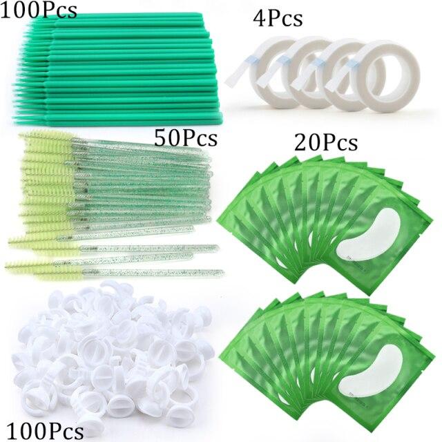 Eyelash Extension Supplies Kit Mascara Applicator Lashes Brush Crystal Cotton Swabs Glue Ring Tape Eye Pad Eyelashes Makeup Tool