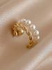 1pc Double Layer Twisted Faux Pearl C-Shaped Ear Clip
