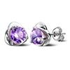 Purple Heart Diamond Stud Earrings – 925 Silver Needle, Fashion Sweet Style for Females and Students