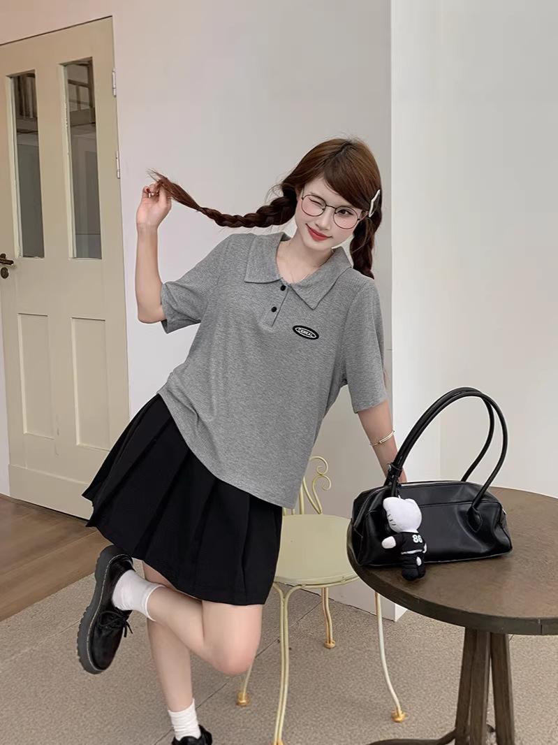 Plus Size Women s Short-Sleeve Polo Shirt and Pleated Skirt Set 3XL