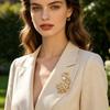 Brooch Pin Anti-Exposure Buckle Peacock Feather Design Pin with Imitation Pearls Cubic Zirconia Suits Coats Sweaters Badge