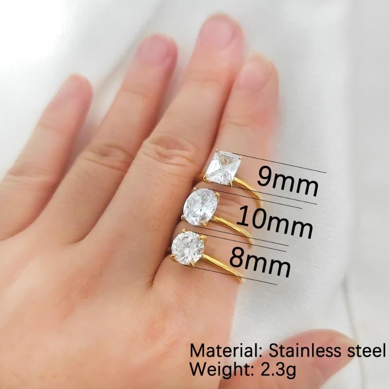 wedding high luxury oval zircon women's ring fashion advanced 18K gold simple titanium steel ring