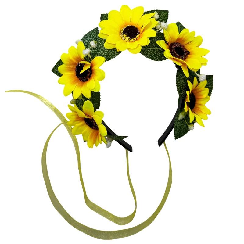 Daisy headband wreath Bohemian sun flower head with scenic seaside vacation photo dress up headband
