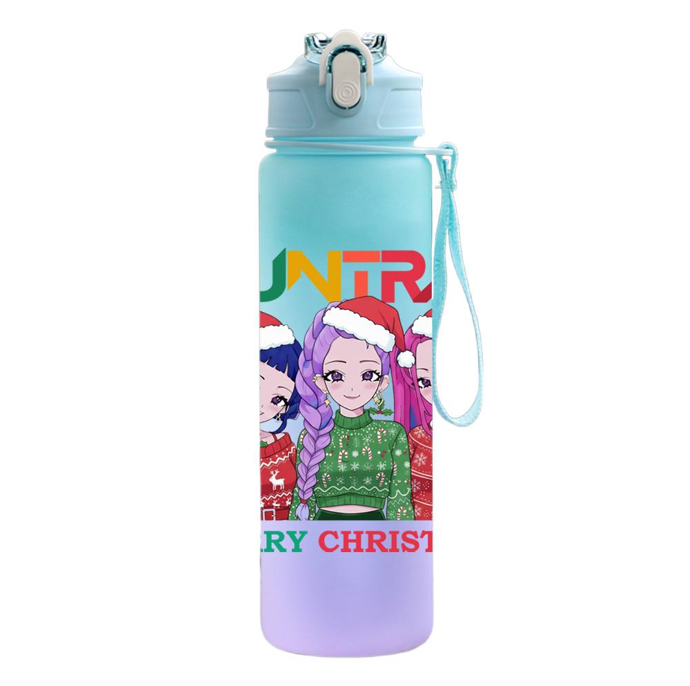 750Ml Water Bottle Cartoon Christmas K-Pop Demon Hunters Printed Large Capacity Drinking Cup Portable Outdoor Sports Water Cup Children Kid Gift