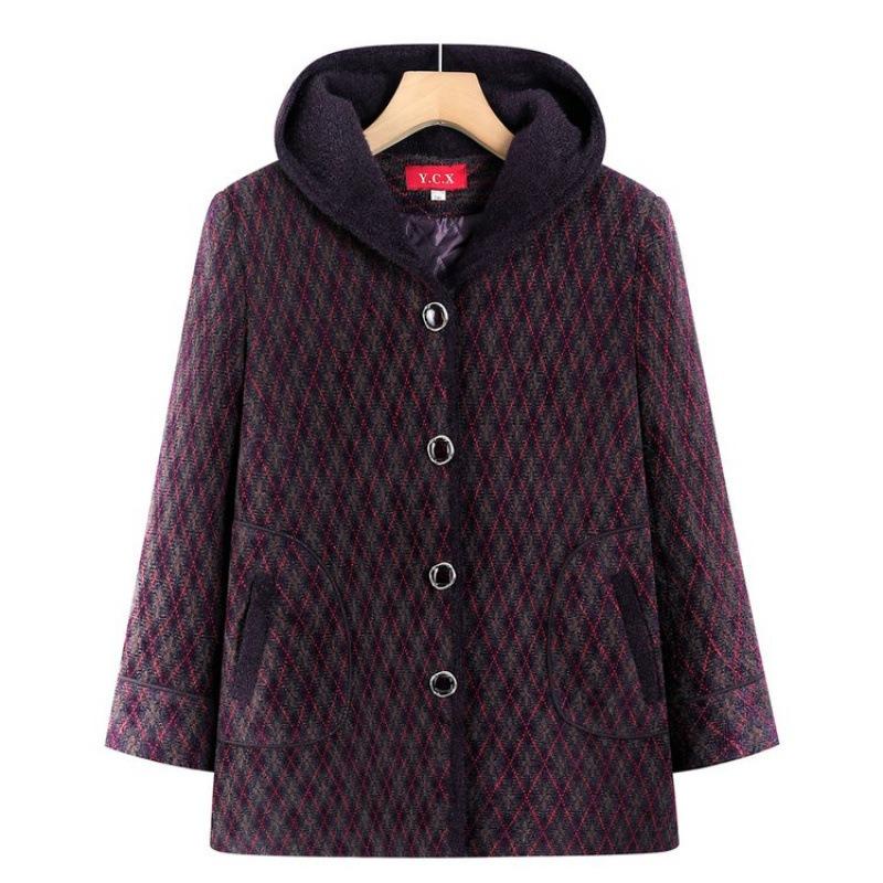 Old mother winter coat women among the elderly hooded cotton thickened woolen top grandma warm coat