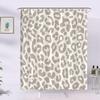 Cute Gray Leopard Print Shower Curtain Modern Simple Home Bathtub Bathroom Curtain Decoration, Washable Durable Polyester Fabric