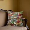 Fairy Town Square Jacquard Pillow Cover for Sofa Office Waist Cushion Cover Home Decorative Pillowcase