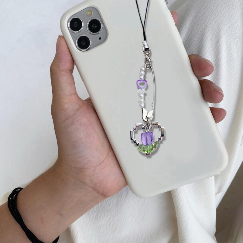 Pin Heart Flower Phone Charm Straps Key Hangings Pendants Bag Decoration