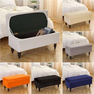 Hockerabdeckung Stretch Hocker Fußhockerbezug Weich Rechteckig Klavier Sitzbezug Wohnzimmer Schlafzimmer 1 Stück Samt