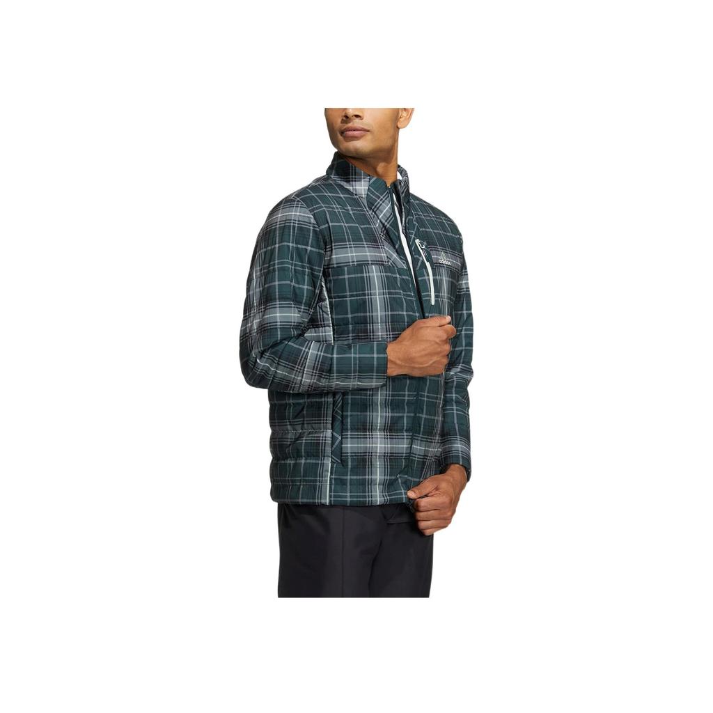 Adidas Plaid Print Logo Zip Long Sleeve Cotton Jacket Men Jacket Green HG8218