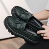 Fashion Fashionable British Style Men's Thick Soled Big Toe Leather Shoes Spring Comfortable Fit Tassel Loafers Glossy Leather Shoes