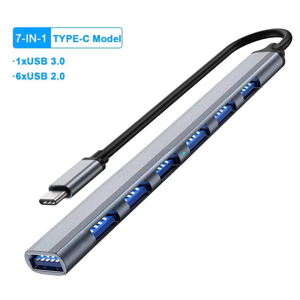 5 prievadų USB C dokas C tipo į HDMI 4K/RJ45 100M skirstytuvas USB 3.0 5Gbps didelės spartos USB C HUB adapteris nešiojamam kompiuteriui Macbook