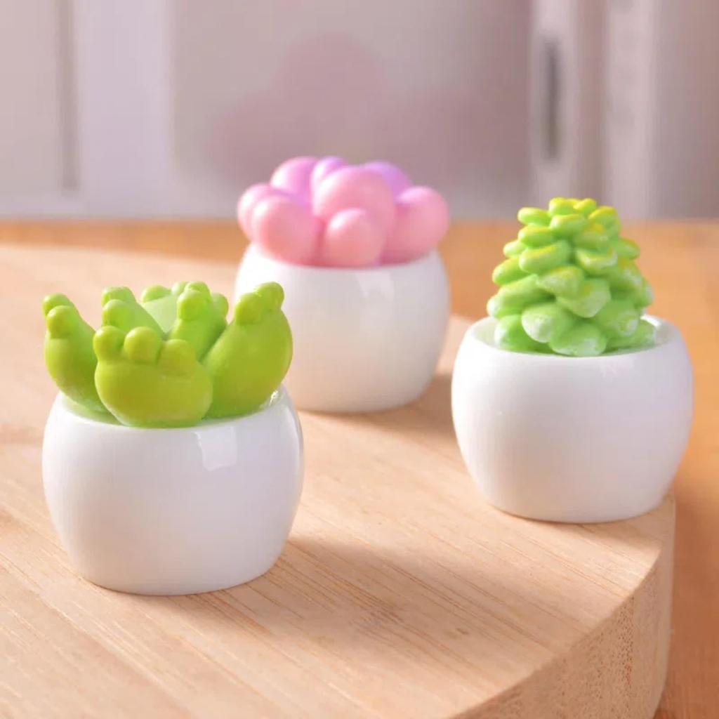 BUYUP Plante Grase Miniaturale în Ghivece, Set de 6, Figurine Drăguțe, Ornamente Liniștitoare Tip Bonsai, Accesorii pentru Masă, Ornamente pentru Hol, Floare