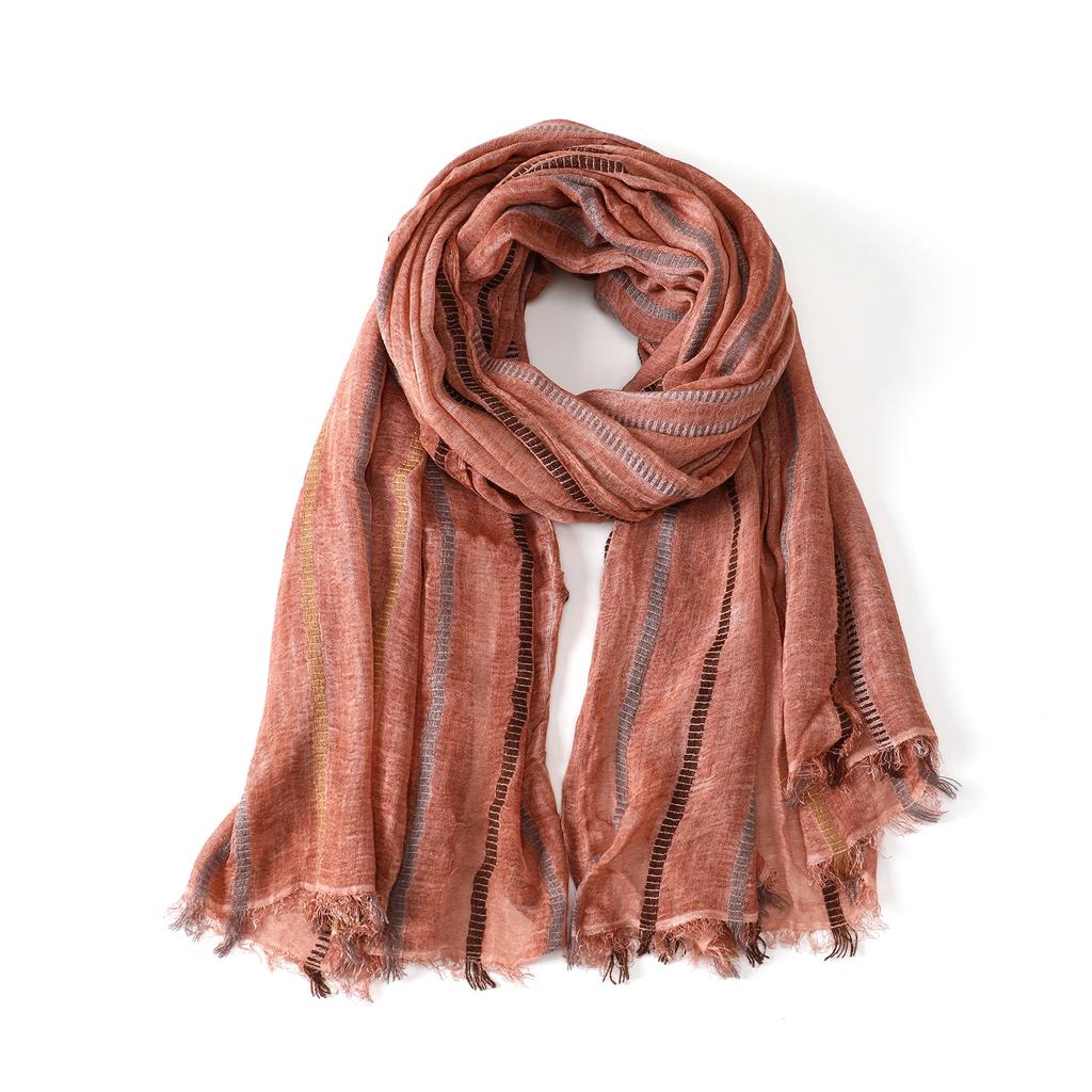 Fashion Striped Cotton Linen Scarf for Men