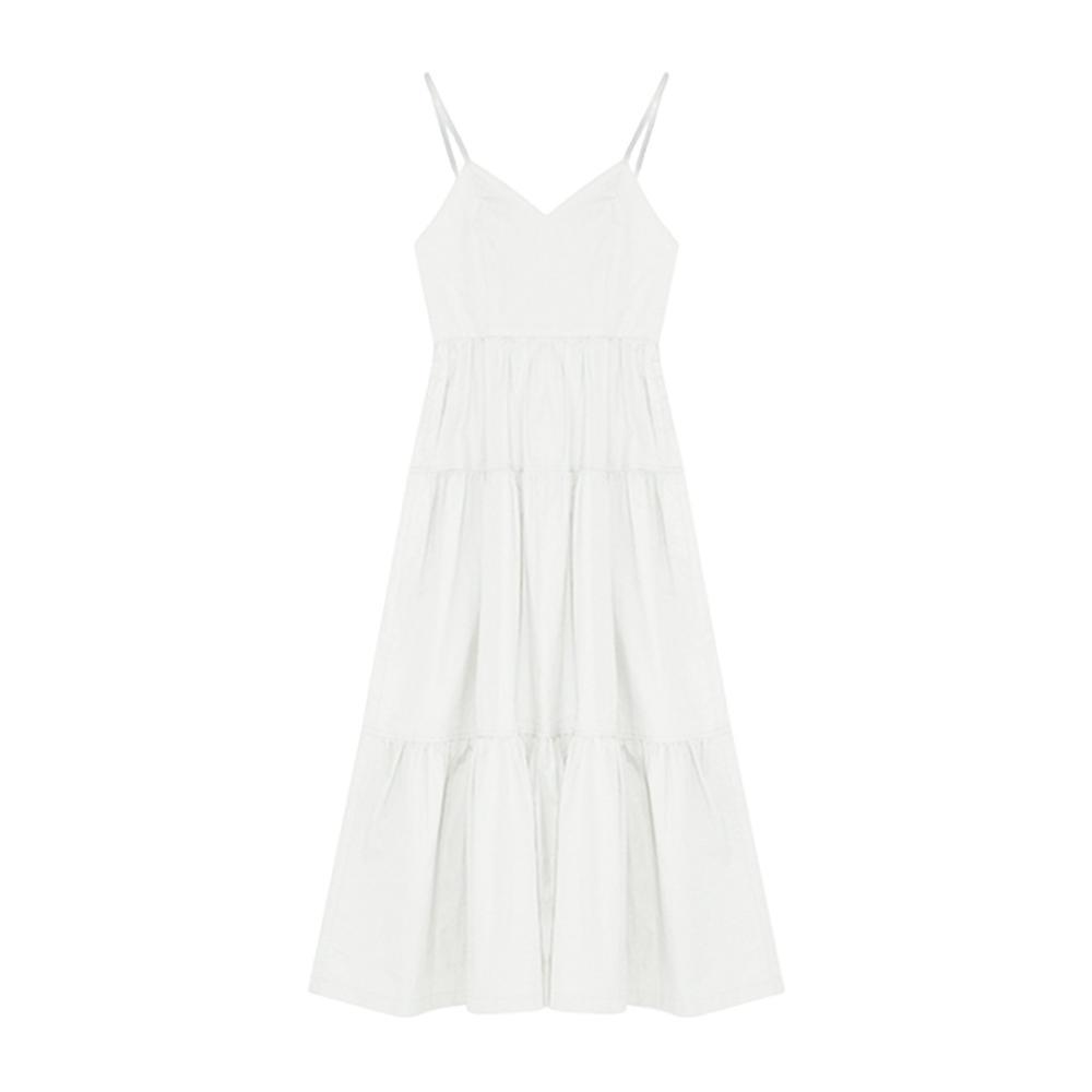 Rochie albă cu bretele și decolteu în V, de vară, casual, nouă, subțire, pentru vacanță la malul mării, rochie cu talie