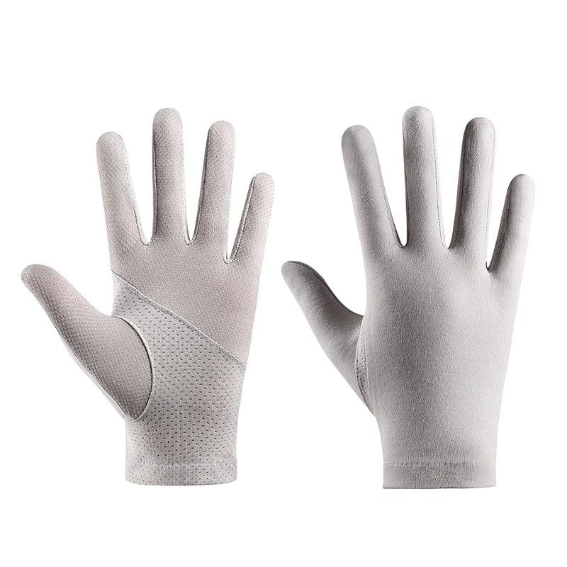 

Мужские солнцезащитные перчатки Летние тонкие хлопчатобумажные перчатки с защитой от УФ-лучей для вождения на открытом воздухе, езды, нескользящие, дышащие, спортивные с открытыми пальцами Male-pure color Light-Grey One size