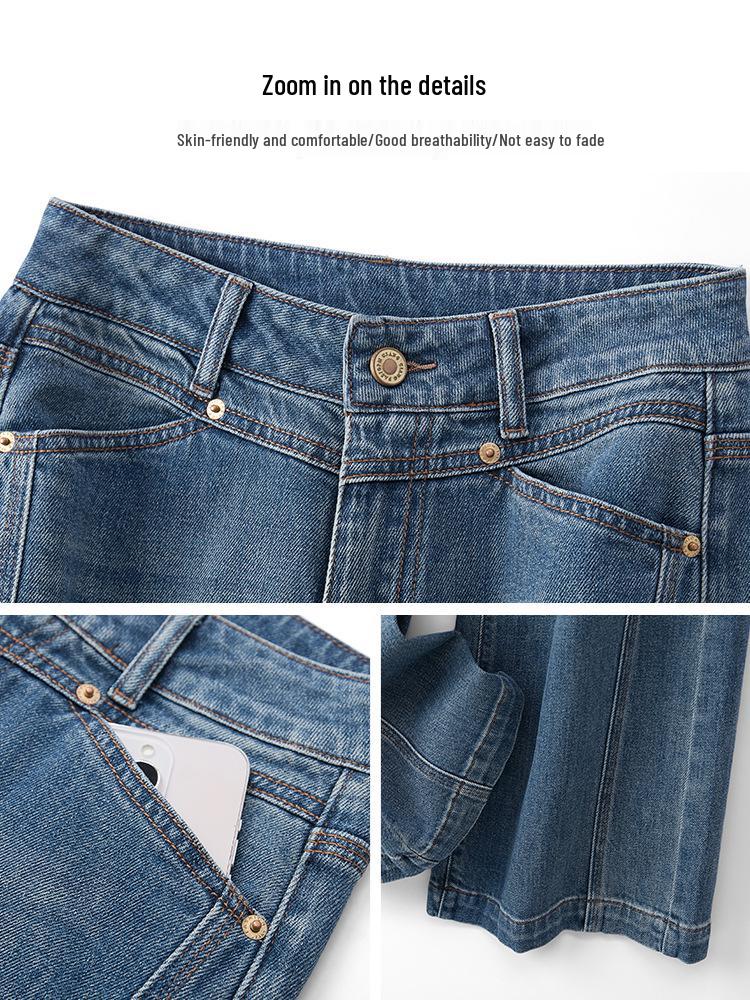 Women's High-Waisted Loose Slimming Floor-Sweeping Jeans - Trendy Straight-Leg Pants for Spring and Autumn 2025