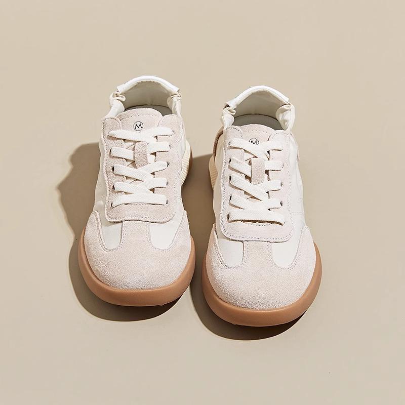 Dexun Shoes Women's Ballet Spring and Summer 2025 Thin Breathable Student White Shoes Sports and Leisure Inner Height-increasing Board Shoes