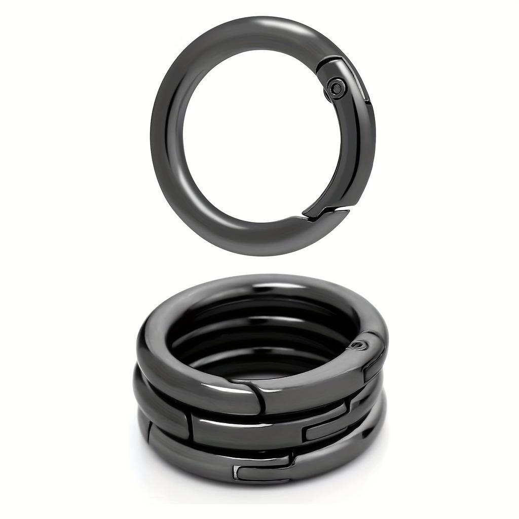 Pack of 10 Trigger Spring O-Rings, Metal Round Snap Buckles, Spring Keychain Clips for Hardware DIY Handmade Wallet Replacement with Keyring