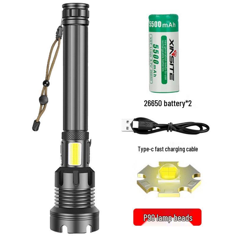 XHPp50 Aluminum Alloy Waterproof Flashlight with Telescopic Zoom & USB Charging