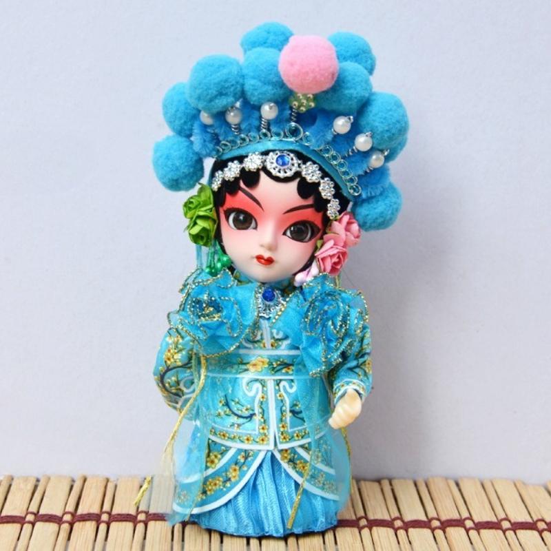 Chinese Peking Opera Mask Doll Opera Character Decoration Silk Doll Chinese Handmade Decorative Gifts Shop Decoration Doll