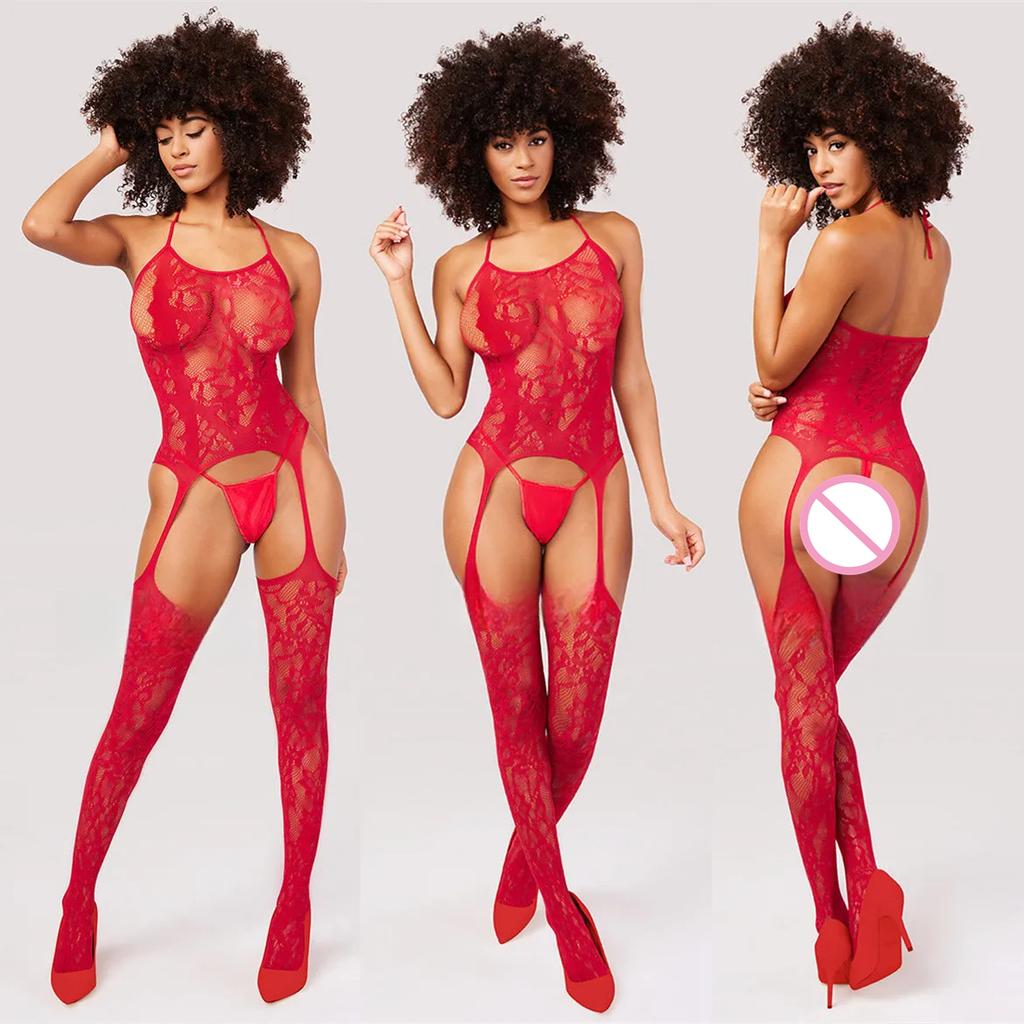 Women Bodysuits Transparent Bodystocking For Sex Bold Body Suit Open Crotch Pantyhose Erotic Costumes Sexy Fishnet Lingerie