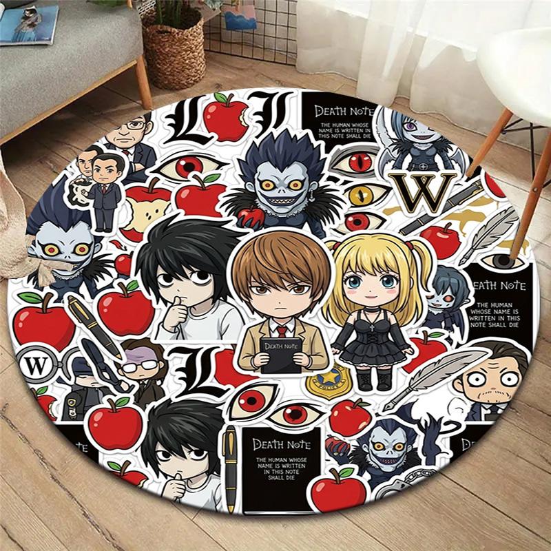 Death Note Round Area Rug Carpet Rug For Living Room Bedroom Sofa Playroom Decor Nonslip Floor Mat