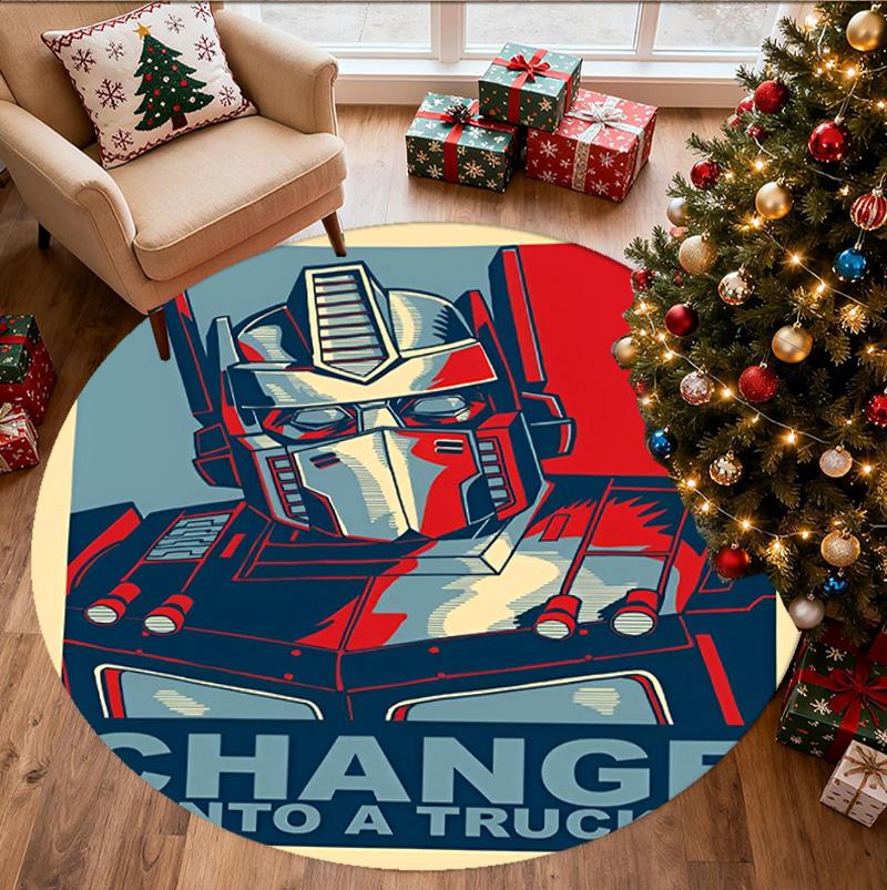 Transformers Pattern Round Rug, Indoor/Outdoor Mat, for Picnic, Gameroom, Bedroom, Office, Living Room, Home Decor Carpet, Birthday Gift