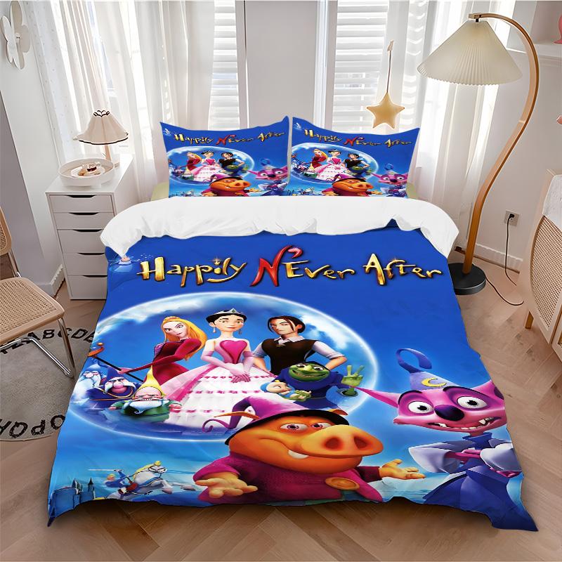 Happily Never After Print 3Pcs Bedding Set,Duvet Cover with 2 Bedro,Pillowcase Home Birthday Gift