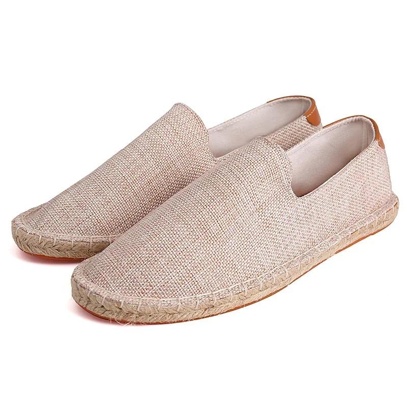 Espadrilles Women Shoes Patchwork Slip on Summer Shoes Men Loafers Breathable Canvas Shoes Jute Wrapped Shoes Unisex Outwear