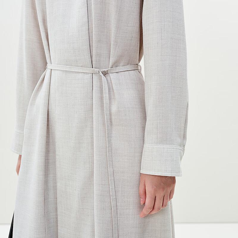 LESS 2025 Spring A-Line Stand Collar Long Sleeve Dress