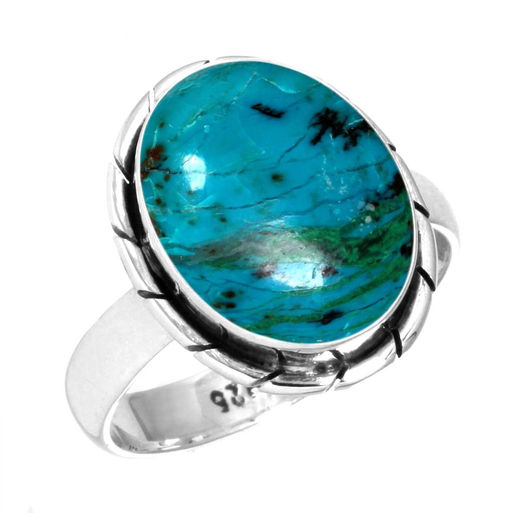 925 Sterling Silver Ring Women Gemstone Handmade Jewelry Engagement Gift Amazonite Angelite Blue Opal Botswana Agate Mohave Azurite Chrysocolla