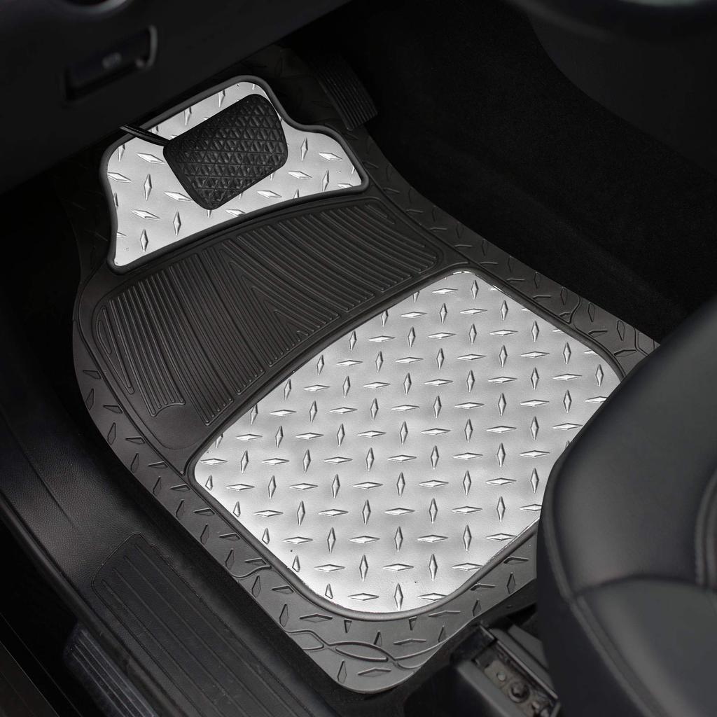 FH Group Group Car Floor Front 71 X Rear 46 X Imported from F11315SILVER (FH International) Mats, Silver, Scissor-Cut Rubber, 37cm-46cm, 32cm-46cm