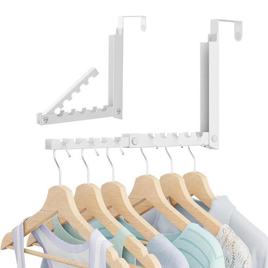Over Door Clothes Hanger with 10 Ridges Foldable Over The Door Drying Rack Non-Slip Over Door Hooks for Clothes