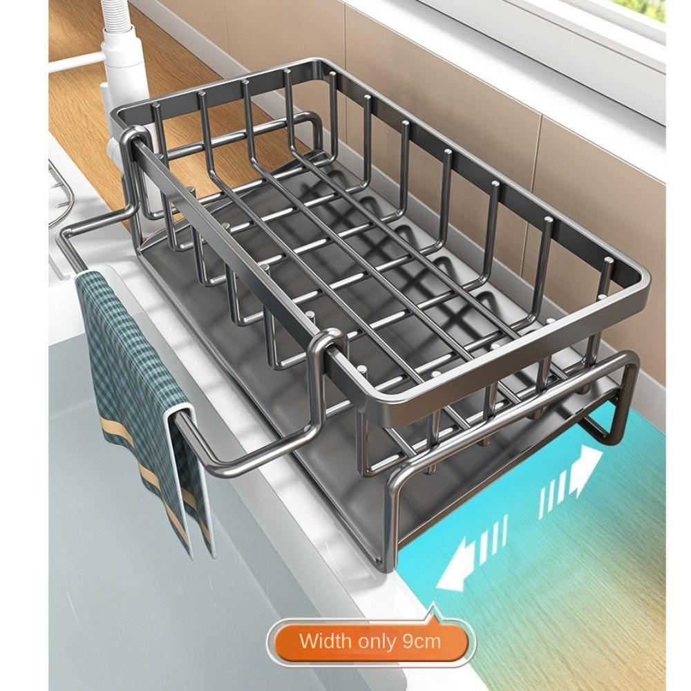 Rack de depozitare de dimensiuni mari pentru bucătărie, organizator de cârpe, suport pentru burete, coș de săpun, rafturi pentru baie și șampon