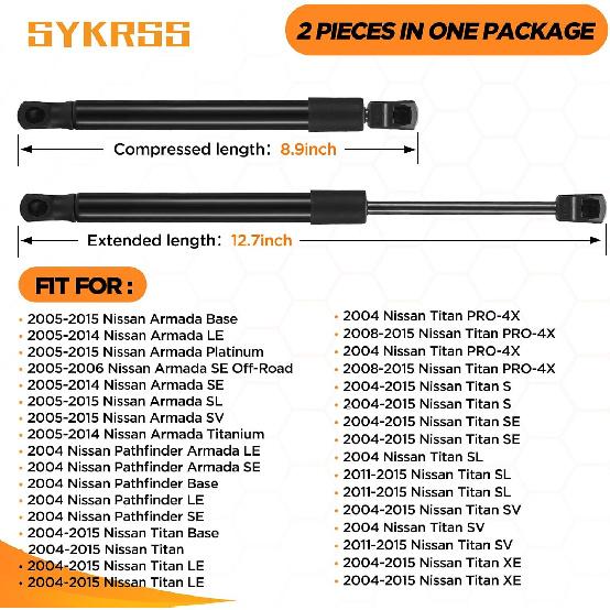 4182 Front Car Hood Struts Shock Lift Support Gas Spring Compatible With Armada 2005-2015 Titan 2004-2014 Pathfinder 2004,Replacement For SG425003