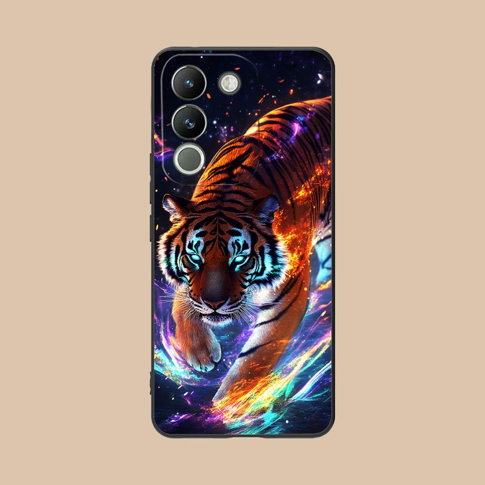 Tiger Neon Mobile Cell Phone Case for VIVO V60 V50 V40 V30 V29 V27 V25 V23 Pro Lite 5G Colorful Printing Cover Cover Smartphone