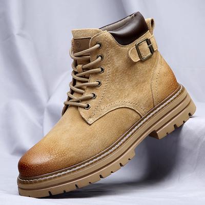 Autunno E Inverno Vera Pelle Stile Britannico Suola Spessa Stivali Alti Stivali Alla Moda Tendenza Popolare Stivale Uomo Stivali In Pelle