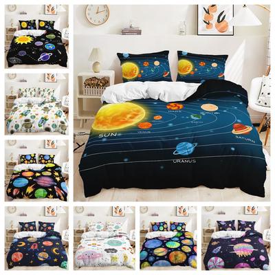 Quilt Cover Universe Planet Bed Cover Digital Printing Bedding Three-Piece Set
