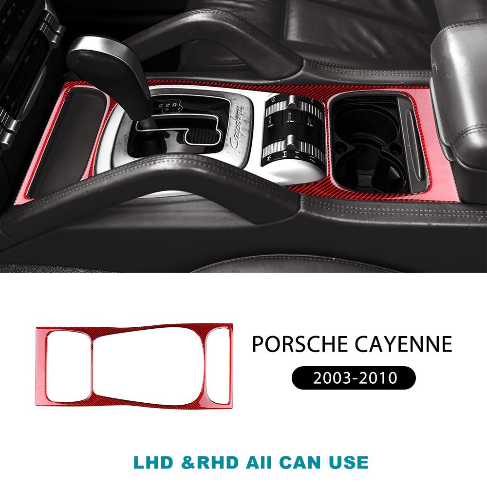 Real Soft Carbon Fiber Sticker For Porsche Cayenne 2003 2004 2005 2006 2007 2008 2009 2010 Gear Shift Panel Interior Accessories
