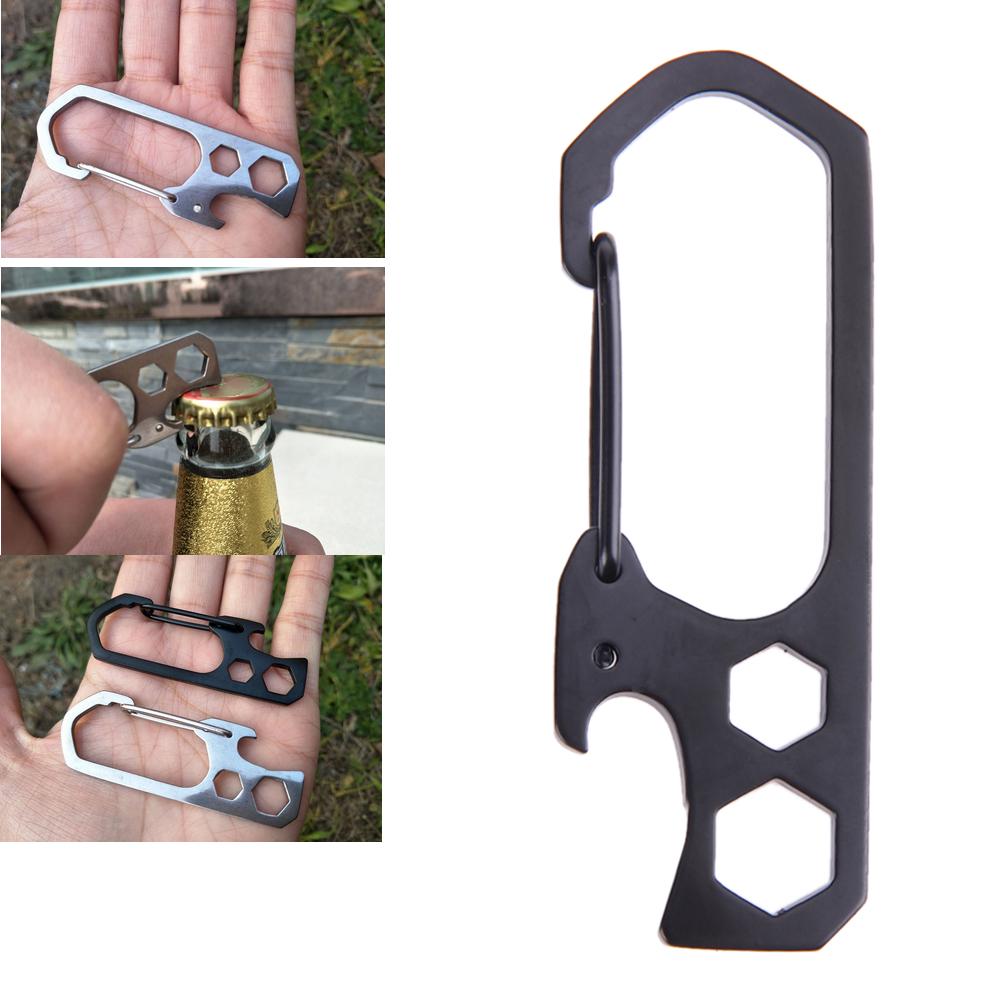 Keychain Screwdriver Multifunctional Keyring Carabiners Stainless Steel Key Chain Corkscrew Wear-resistant EDC Tool Outdoor Gear