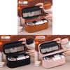Pu Material Double Layer Makeup Bag With Waterproof Design For Travel And Daily Use
