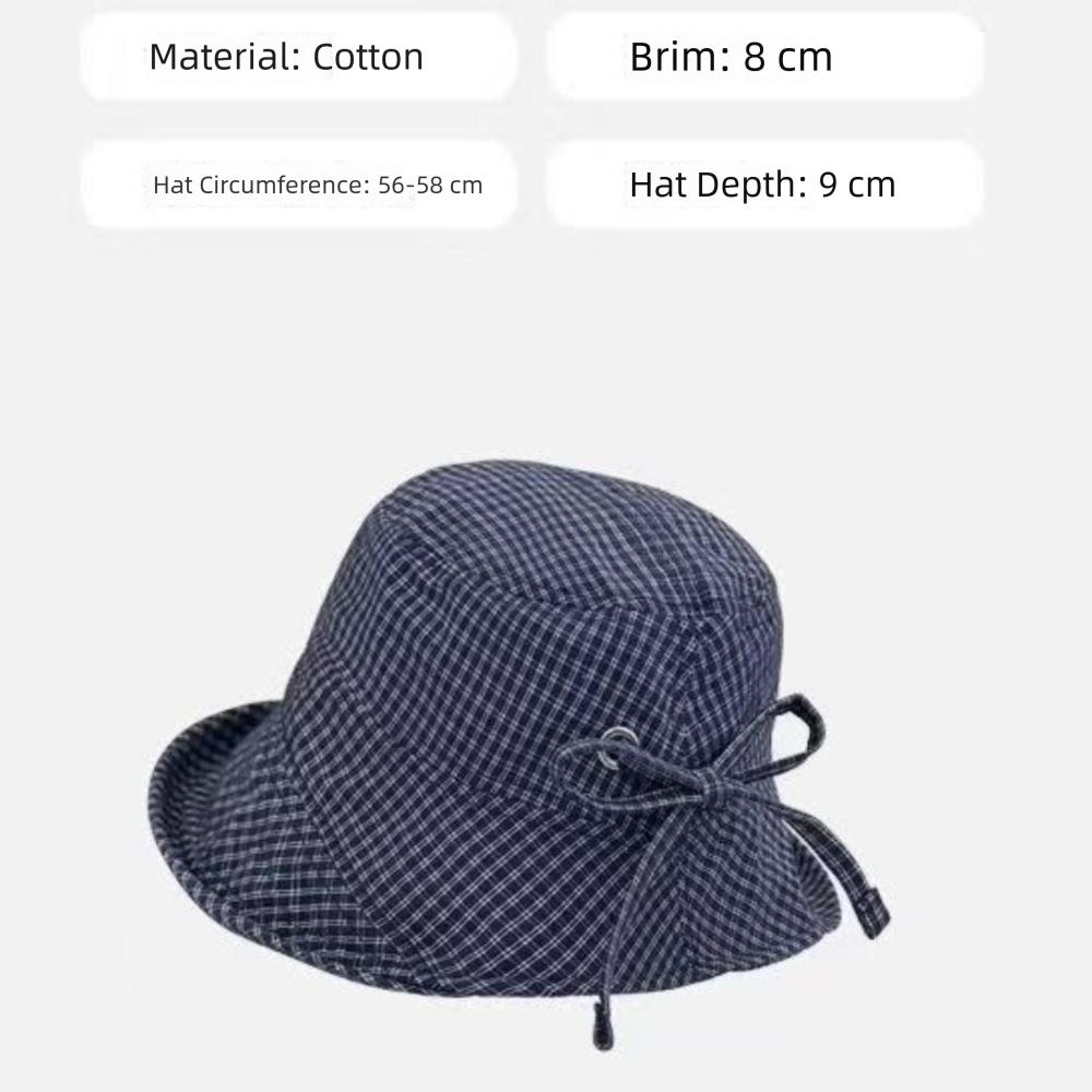 Korean Style Wide Brim Bucket Hats Summer Sunshade Basin Caps Plaid Bucket Hats  Sun Protection