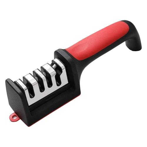 Knife Sharpener, 4-Level Sharpener, Rough Sharpening, Finish Sharpening, Sharpness Recovery, Removable, Hanging Hole